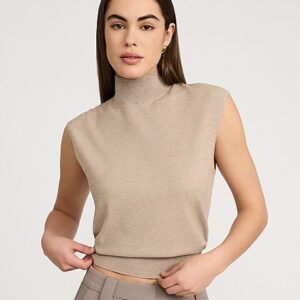 Mockneck Strickpullover mit kurzen Ärmeln und schmaler Passform